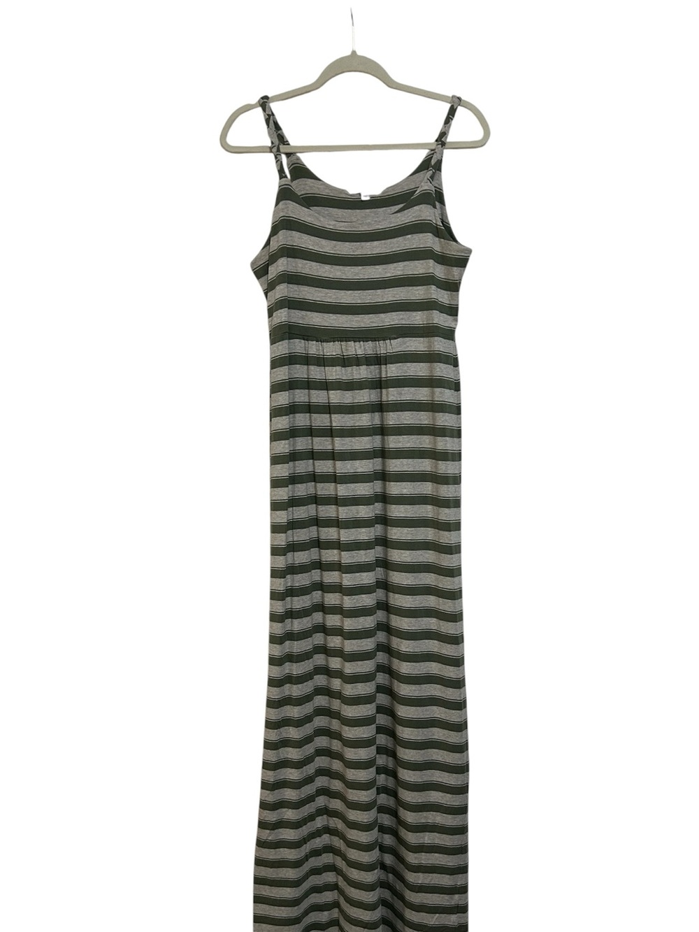 Striped Green and Gray Maxi Dress with Spaghetti Straps size large
